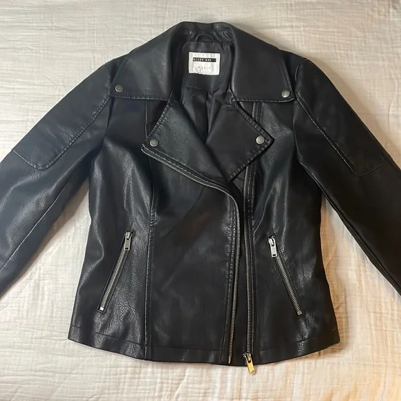 Noisy May Rebel Moto Faux Leather Jacket sz S - Picture 4 of 6